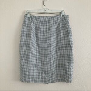 Vintage Lauren Ralph Lauren Wool Blend Houndstooth Pencil Skirt Blue Preppy 12